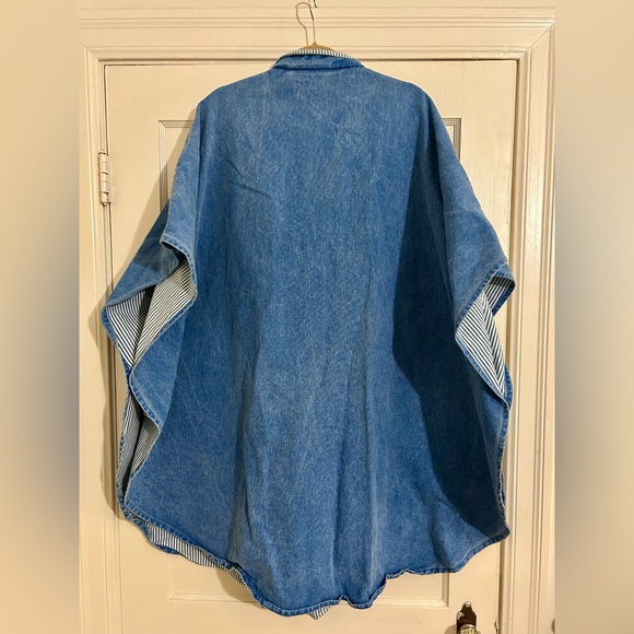 Vintage 1980’s Denim OSFA Zippered Poncho made in USA - Picture 2 of 12